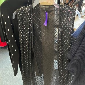 💜M Collection Min Lee Black Silk Duster L